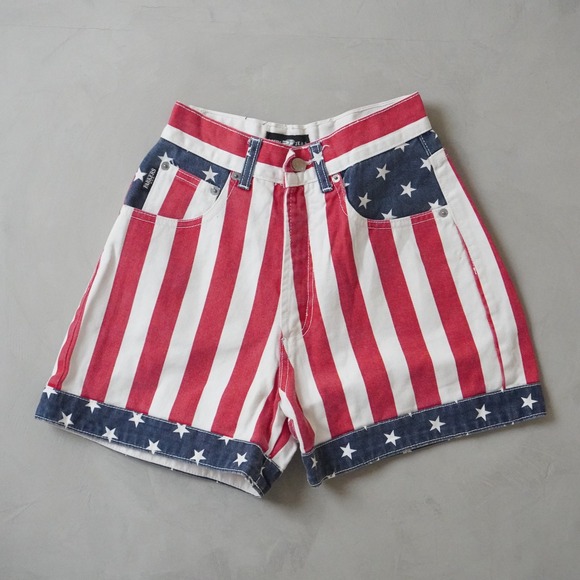 Parkers Jeans Pants - Vintage Parkers Jeans American Flag Shorts Small USA Made 90s Stars and Stripes